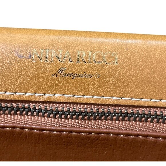 NINA RICCI Leaf Pattern 2-Way Shoulder Hand Bag PVC Leather Green Satchel - Picture 6 of 9